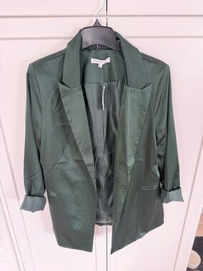 Cleo Satin Blazer – Dark Green – Size Large – NWT